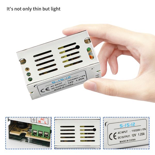 AC DC Switching NETS -Versorgungsquelle 12V 15V 5V -Konverter 220V LED -Beleuchtungstransformator 15W 24W 36W 60W 72W 100W 120W 200W 300W