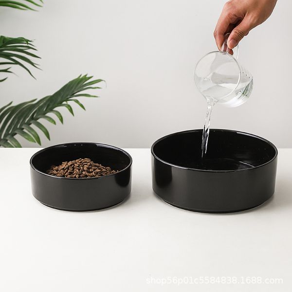 Food Water Bowl Haustier Tier Keramik essen Gerichte Katzenfutterhäuse hoher Fuß schwarz Farbe Welpe Kätzchen Schalen Hundezubehör