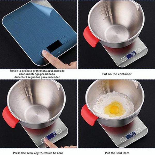 Escala de alimentos A escala de cozinha digital desligada automaticamente não carregada por 2 minutos de economia de energia que estende o uso da vida útil da bateria para casa