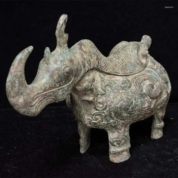 Figurine decorative Rhinoceros Rhino Rhino Small Statue Office Ornaments Ornaments Decoration Crafts Collection Regali per giocattoli per animali in metallo