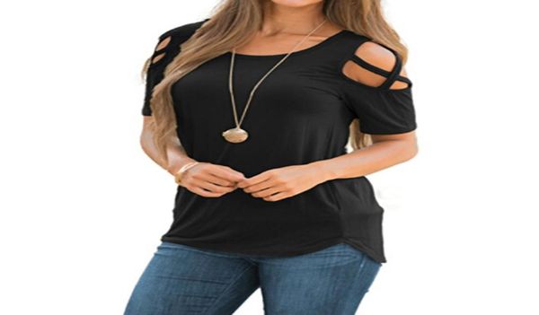 Estate nuove donne sexy maglietta grigia nera solida buca manica corta camicie più taglia s5xl8045457