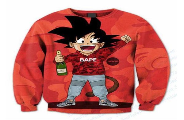 Sublimation Stampa 3D Swaged Goku Crewneck Fonette di abbigliamento su misura Plus Size 173101490542