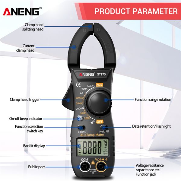 500A ST170 METURA DI VICINA DIMPIONE DC/AC Corrente CAFFERITÀ MULTIMETRO AMMETER TENSITORE TESTER CONSAPIPOLA DELLA STRUMENTO DI PROVA DI PROVA NCV OHM NCV