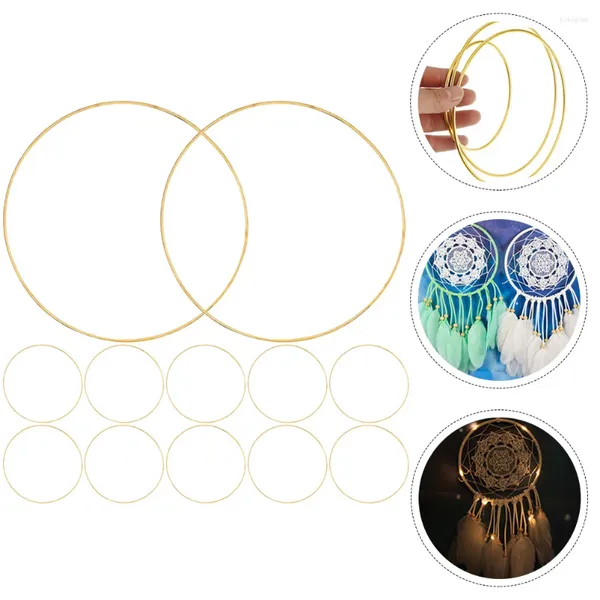 Flores decorativas 12 PCs Dream Catcher Hoop Metal Rings Diy Wind Chimes Cather Supplies Moon Circle Basketball Things Frame Windchime