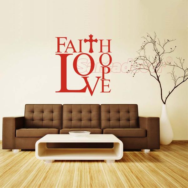 Christian Faith Love Hope Cross Vinyl Aufkleber sagen erhebende Wandkunst -Aufkleber Tapete Wohnzimmer Wohnkultur Poster -Dekoration