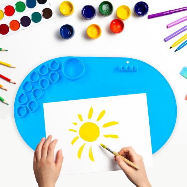 Tappetino da disegno in silicone impermeabili di vernici colorate colorate divisori disegnale riutilizzabili per bambini tavolo da palette arte tappetino artigianato