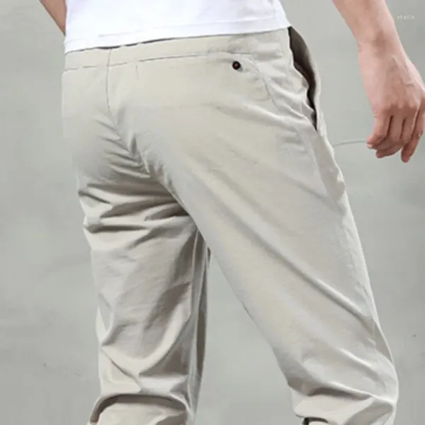 Calça masculina casual fino e reto e leve respirável primavera verão as calças do verão rápido elástico seco de golfe machos de golfe