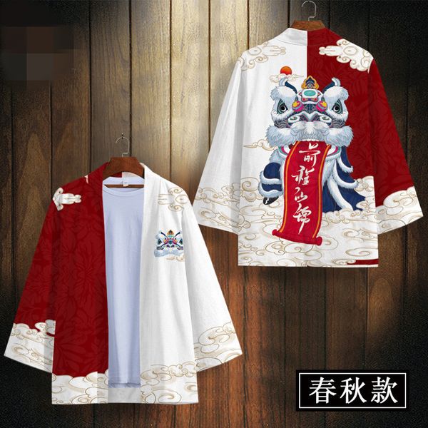 Yukata Men Patchwork Print Kimono und Shorts Set Clothes Asian Streetwear Chinese Style Cardigan Hemd Robe Haori Kimonos