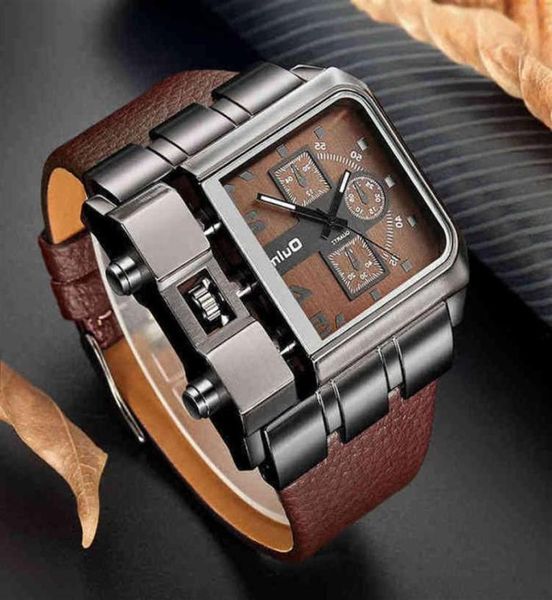 Oulm 3364 Luxus Lederarmband Männer Watch New Style Fashion Sport Militär Quarz Handgelenk Uhr Uhr Armband Uhr 228J1406966