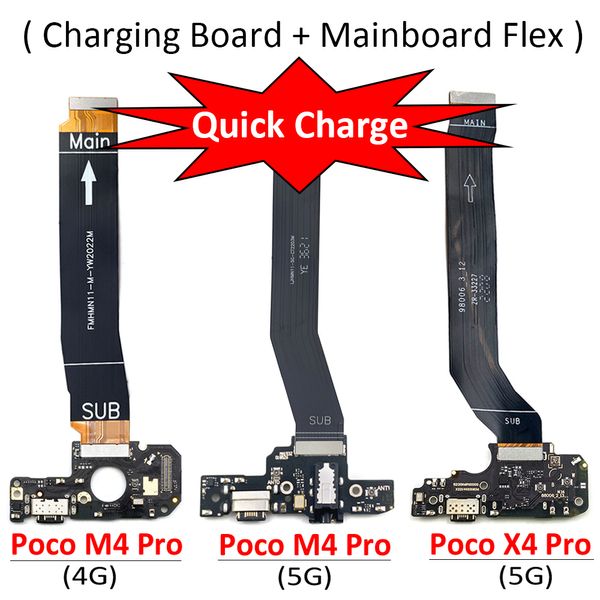 Neu für Xiaomi Mi POCO M4 X4 Pro 4G 5G USB -Ladungsanschluss Mikrofon Mikrofon Dock Stecker Platine Flex -Kabel -Reparaturteile Kabel Reparaturteile