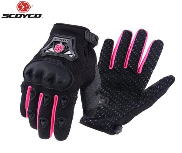 Scoyco Women Motorcycle Luves Knight dedo completo tamanho pequeno S para xl rosa mujer luva moto raça luvas feminina m29w3254402