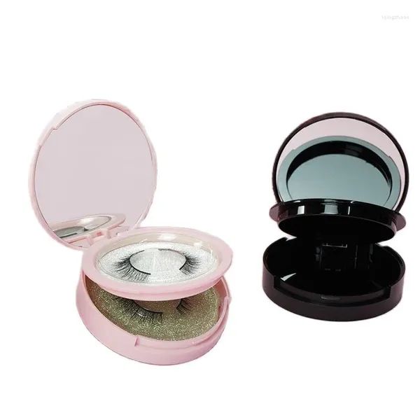 Garrafas de armazenamento vazias de blush compacto em pó prensado capa foste rosa preto 2 pares cílios cílios Falsa