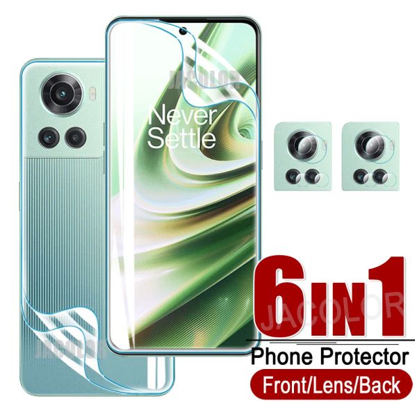 6in1 Gelfilm für OnePlus 10 Pro 10R 10T 9 9r Ace Racing Frontbildschirm+Rückbedeckung Hydrogel+Kamera -Objektiv für einen plus 10pro