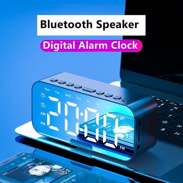 Digital Digital Digital Clock con temperatura altoparlante Bluetooth FM Supporto per il display radio TF Card Player Camera Decor dell'ufficio