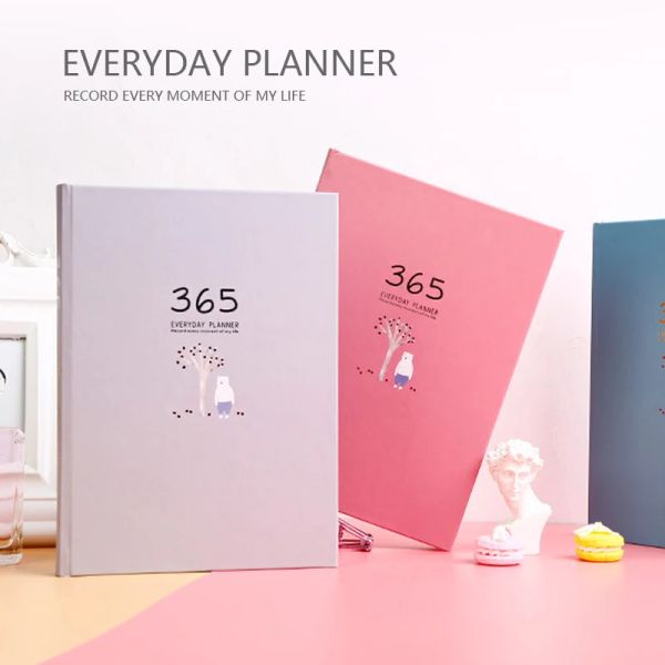 Notebooks 365 Agenda Notebook Color Interior Planner Book Cute Daily Anual Anual Plano Cronograma Note de Scrapad Stationery NOVO