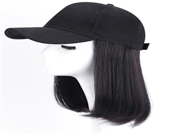 Baseball -Kappe menschliche Haarperücken für Frauen peruanischer gerader Remy Hut Perücke Verstellbare menschliche Haare Wig5374204