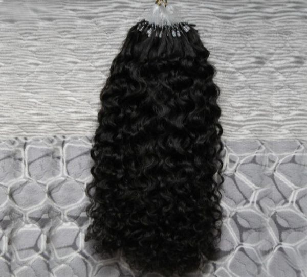 10Quot26Quot estensioni di capelli micro -loop dei capelli ricci mongoli mongoli estensioni di capelli umani 100s micro anelli Loo8393284
