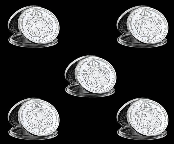 5pcs Scottsdale Mint Omnia Paratus Craft 1 Troy Oz Silver Plated Coin Collection com capsule acrílico duro1381985