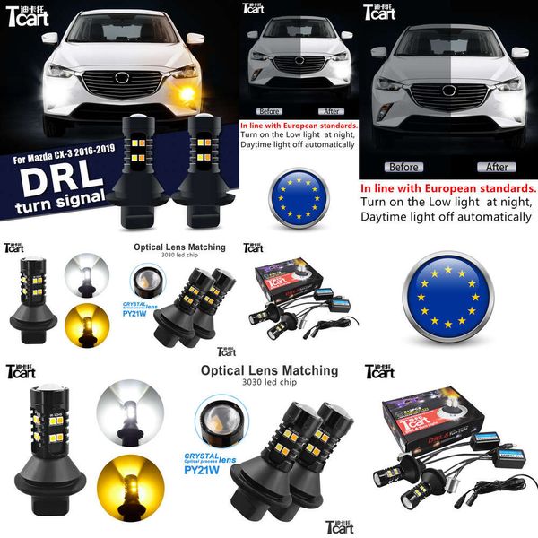 Per Mazda CX3 CX-3 (DK) 2015 2016 2017 2018 2019 2020 Accessori per auto 2PCS LED Light Light Turn DRL 2in1