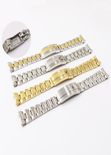 Carlywet 20 mm Two tono in oro oro Solid Curvate Curva Curt Link Bracciale a banda di orologi per chiusura per chiusura per GMT13582914