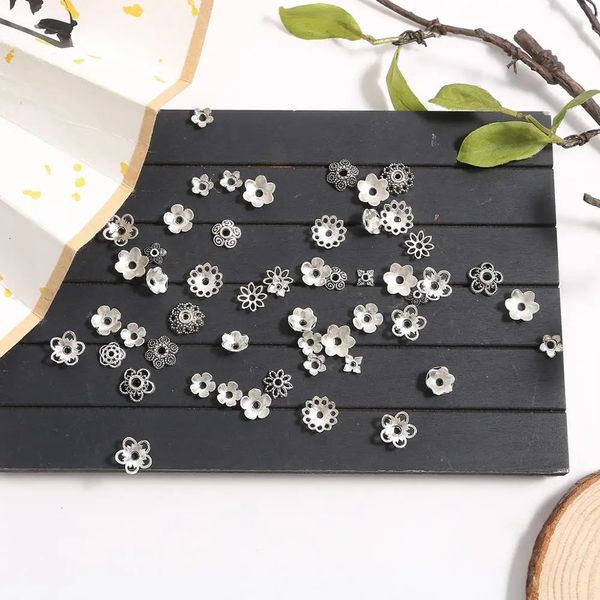 50pcs Hollow Tibet Ara Ara Boncuklar Kapaklar Antika Altın Şerit Son Kapaklar İğne İşi Diy Moda Takı Konnektörü Aksesuarları 240408