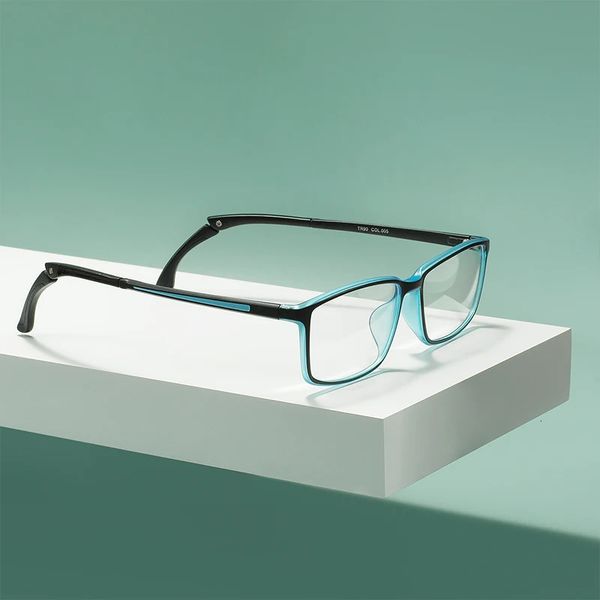 Homens leves com óculos retangulares de aro retangular esportivo com lentes de prescrição 240411