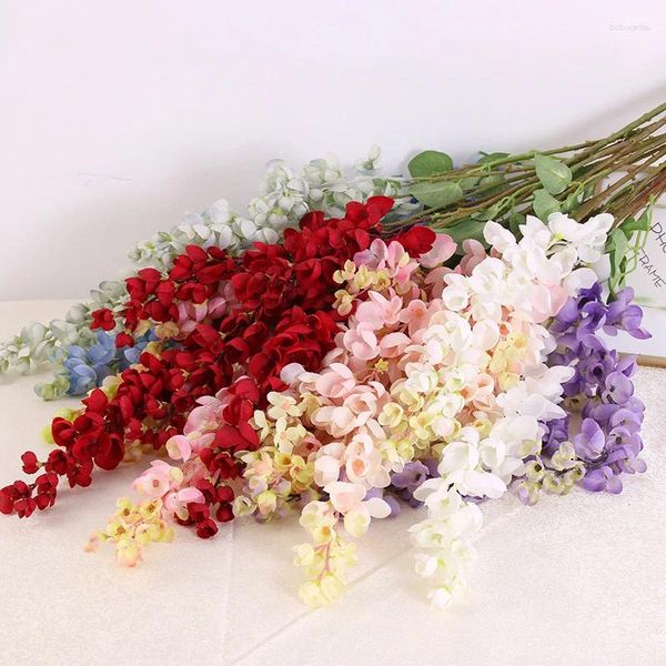 Flores decorativas de flor artificial videira teto de teto parede pendurada galho de barbante plantas falsas Garland DIY Casamento Decoração de jardim