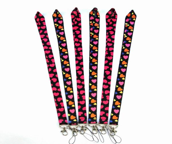 20pcs Love Heart Lanyard für Keychain ID -Karte Pass Fitnessstudio Mobiltelefon USB -Abzeichenhalter Key Ring Necks Accessoires2267657