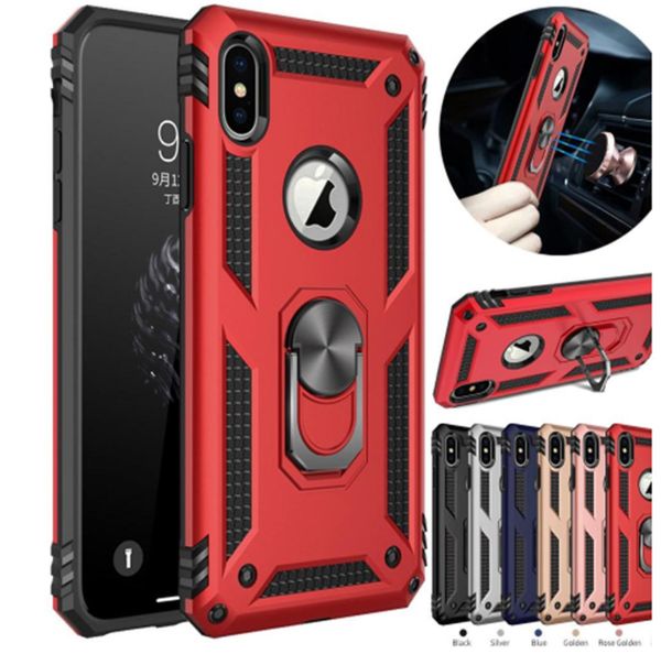 Case di armature per shock per iPhone14 Plus 13 12 11 x 12 Mini 12 Pro Magnetic Metal Ring Hold Stand Cover Coque per iPhone A8337804