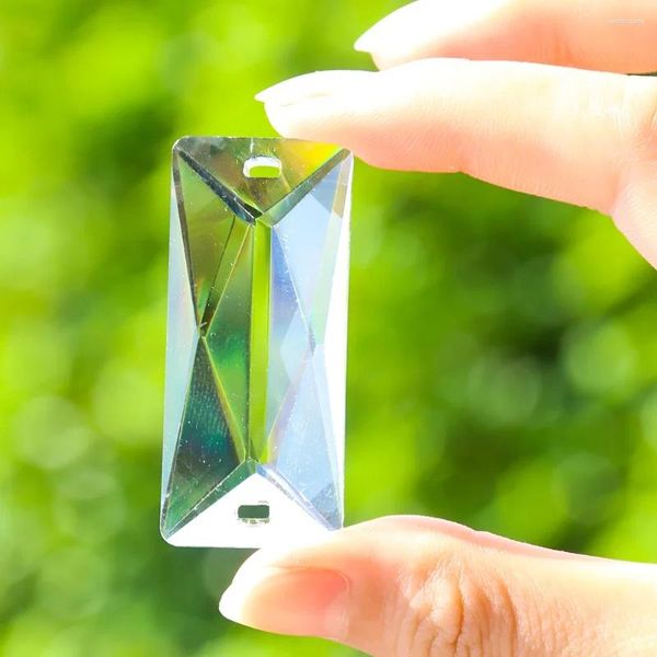 Kronleuchterkristall 2pcs Transparent Square Laser Prism Faceted Craft Accessoires Sonnenfänger Hochzeitsdekor für Fenster Teil