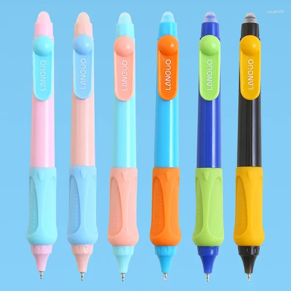 3PCS/SET Creative 0,5 мм ST PEN TIP PRESS PRESS TYPE Разноцветные стиральные гелевые ручки Черные чернила дети пишут школьные канцелярские товары