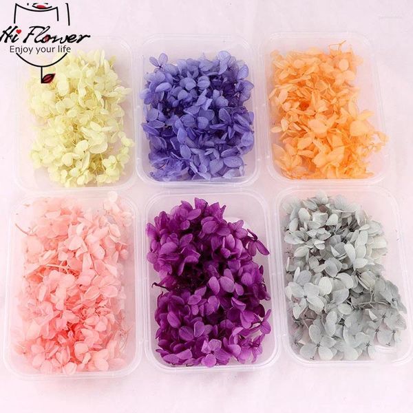 Flores decorativas Real Natural Fresh Hydrangea Cabeças de Cabeças de resina epóxi seca Diy Candle artesanato artesanal para sempre as hortênsias de rosas decoração