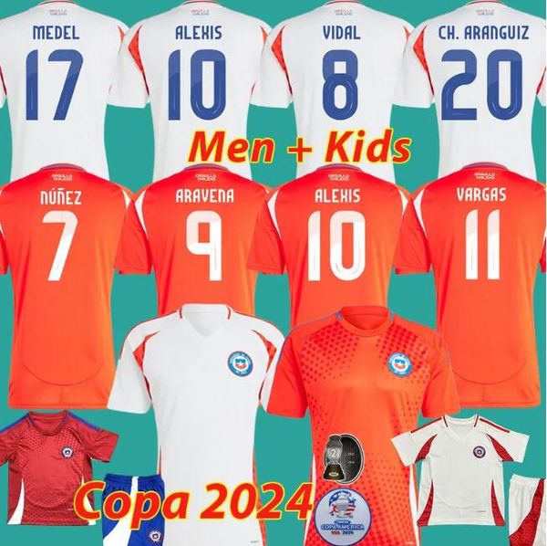 Maglie di calcio Cile Alexis Vidal KIDS KIT 2025 SCHITTA NAZIONALE COLLETTO CASA RED AWAY 24 25 Full Set Men Camiseta 2024 Copa America Zamorano