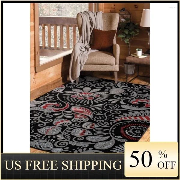 Carpets United Weavers Plaza Gina Rapet Papsaley Padrão preto 7'10 