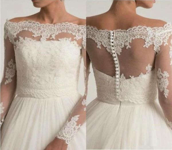 Vintage 2019 Giacche da sposa Bulidal Boleros Avvolgimento Top dalla manica lunga in pizzo a spalla Giacca da sposa su misura personalizzata