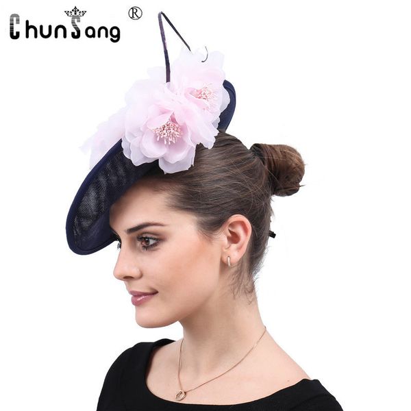 Nuovo in fasciatori di piume vintage per donne cappelli ascinatore per donne matrimoni e cappelli a fascia di lusso in chiesa Cappelli tea