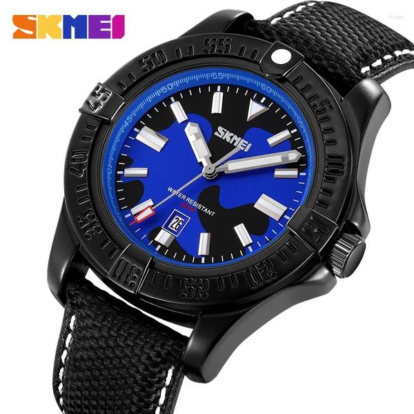 Armbanduhren SKMEI Herren Quartz Uhren Qualitätsgurt Langgrünes Tarnspiegel Blau grau 9339