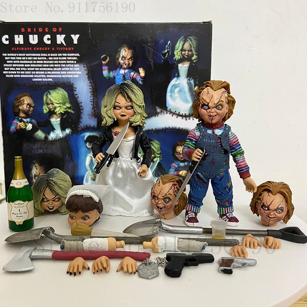 Tiffany Bride von Chucky Figur gute Jungs mit Accessoires Anime -Spielzeug Er möchte, dass Sie die Spielpuppe eines besten Freundes für Kinder sind