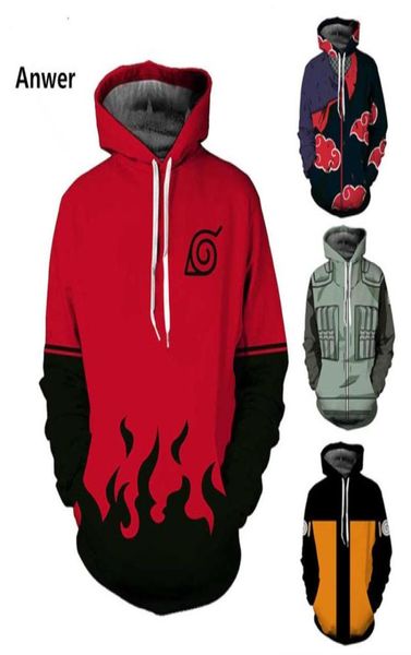 3D Hoodies Anime Boruto Jacke Mantel Uchiha Itach Kakashi Cosplay Kostüme Männer Sweatshirt Pullover 5XL7652365