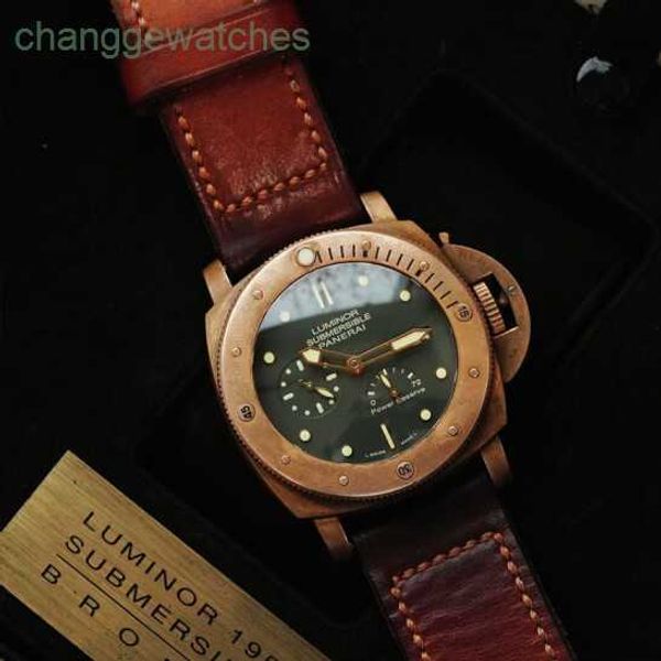Relógio masculino assistir mecânica Luxury Luxury Penereis Primeira geração Modelo de bronze PAM00507 Mecânica de luxo mecânica automática Green