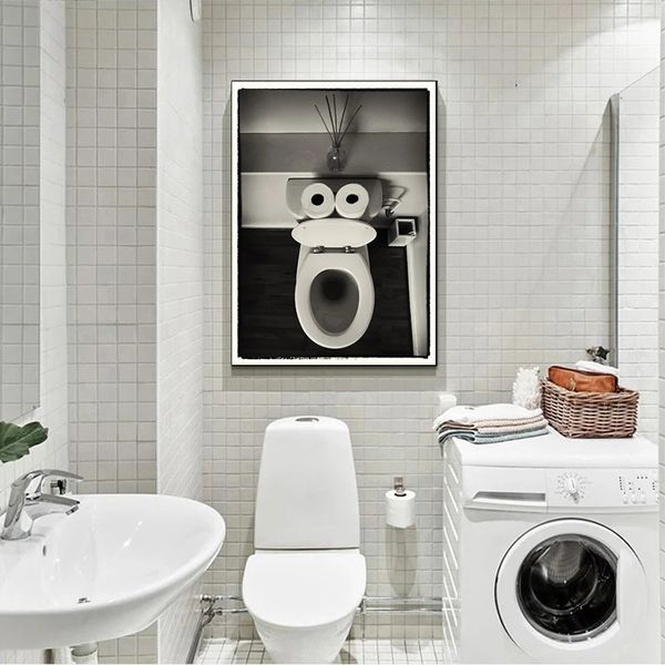 Lustiges Toilettenpapier Badezimmer Nordische abstrakte Froschplakate Druck Leinwand Malerei Wandbilder für Waschraum WC Bath Home Decor