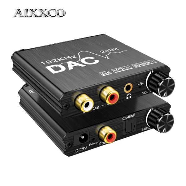 Connettori da 192khz Digital a convertitore audio analogico DAC Digital SPDIF ottico al convertitore analogico L/R RCA Toslink ottico a 3,5 mm jack