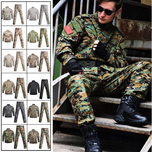 Брюки леса в цифровую камуфлагетактическую униформу боевой боевой униформ CS Airsoft Охотничья рубашка + брюки