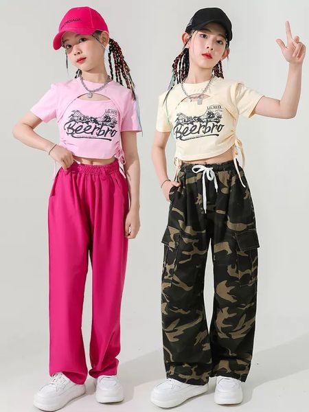 Summer Girls Clothes Jazz Dance Costume Crop Tops Hip Hop Kids Modern Dance Outfit Festival Kpop Performance abbigliamento BL10637