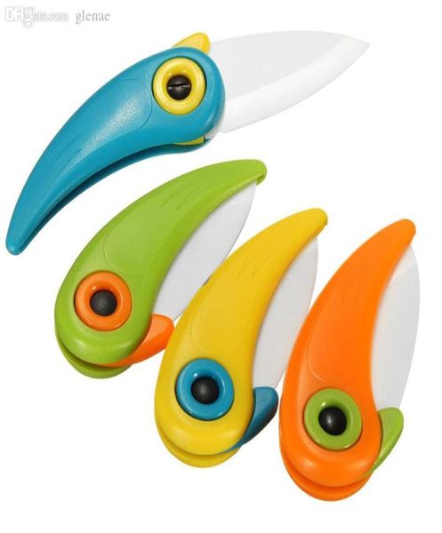 Whole2016 Kochwerkzeuge Mini Vogel Keramik Messer Geschenkmesser Tasche Keramik Klappmesser Taschenküche Obst -Schuhmesser3831046