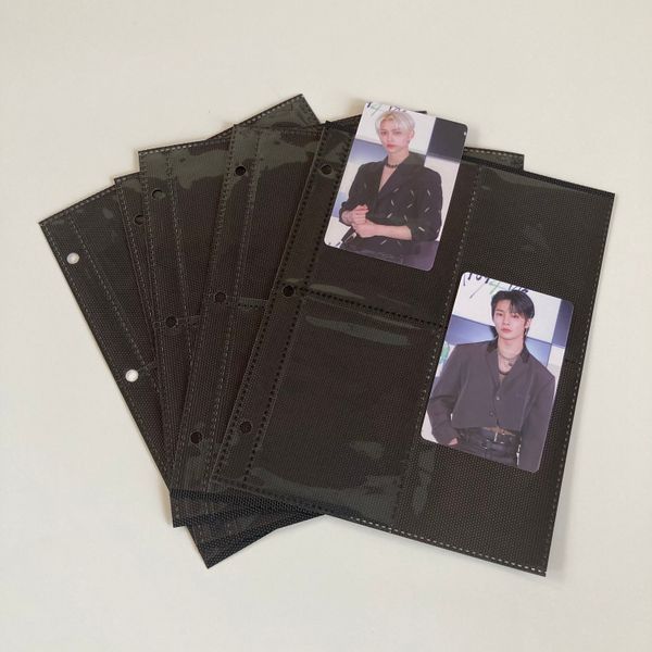 A5 3 Yüzük Binder Siyah Sayfalar Doldurma 4 Cep Kolları Çift Taraflı Kpop Fotocards Albüm Ticaret Kartları Toploader Kollu Polaroid