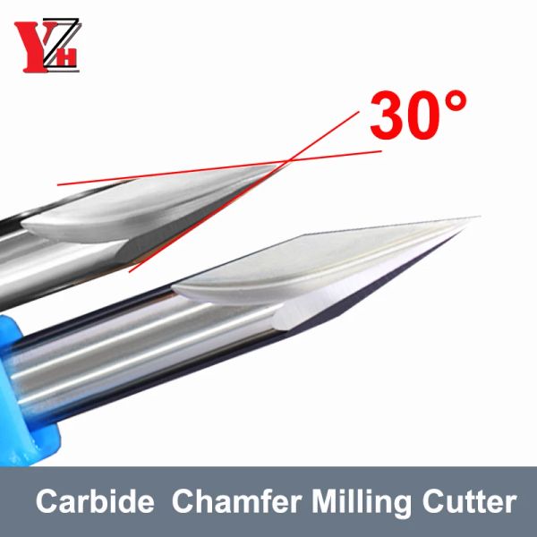 YZH Carbídio de alumínio Cuttador de chanfro de 30 graus HRC55 Countersink Chanking Mill V Groove 2 3 Flutes 3 4 5 6 8 10 mm