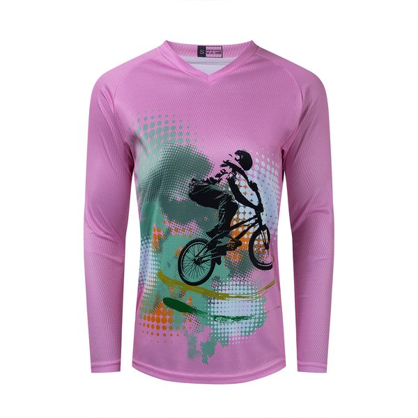 MTB Jersey Women Mountain Road Dirt Bike Motocross Camiseta de ciclismo de manga longa BMX DH Downhill Racing Racing Riding Top Pink Blue Pink