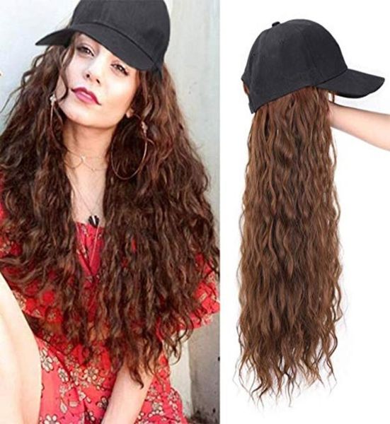 Nova peruca de cabelo sintético com boné de beisebol yaki onda natural feminino Girl039s Wigs Hairpeces2571138