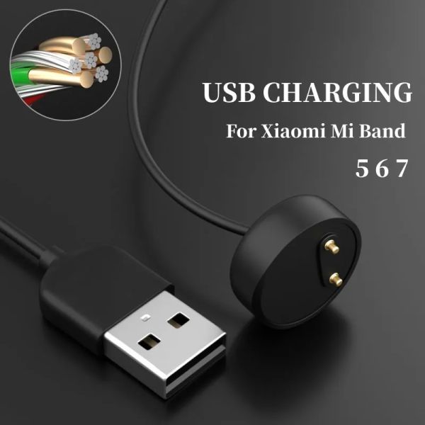 Магнитные зарядные устройства для Xiaomi Mi Band 5 6 7 Smart Watch Charger Pure Copper Core Power Cord Xiaomi Accessesies USB зарядка